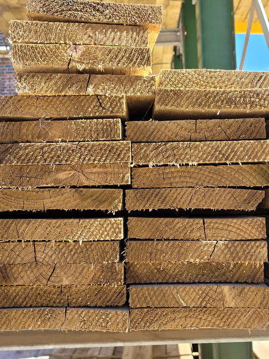 150 X 22mm (6" x 1") Rough Sawn Treated Timber Green